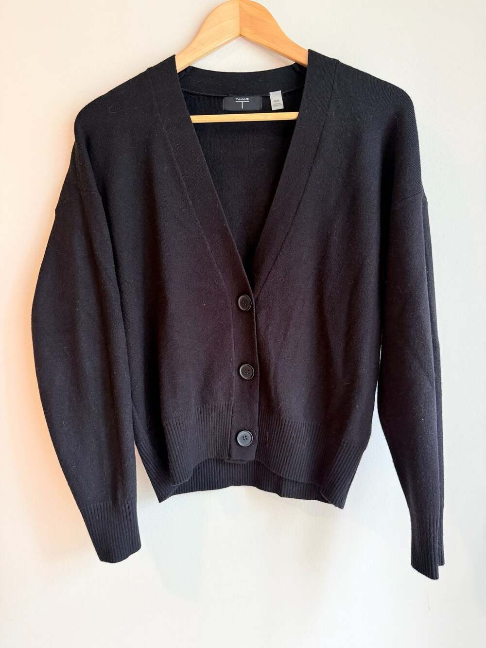 Tahari Black Button-Front Cardigan Sweater Size M